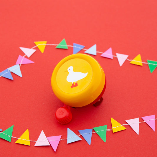 Widek kinderbel Explorer Sleepy Duck rood/geel op kaart