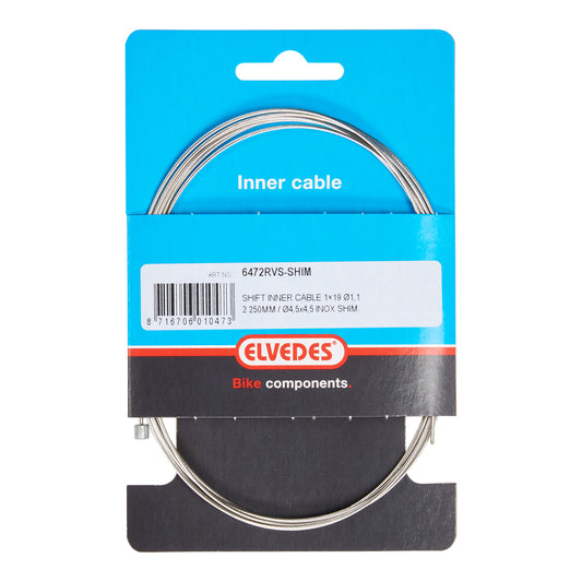 Elvedes 6472RVS-SHIM deraill. kabel 2.25M. RVS Shimano nippel Ø4.5*4.5 (20)