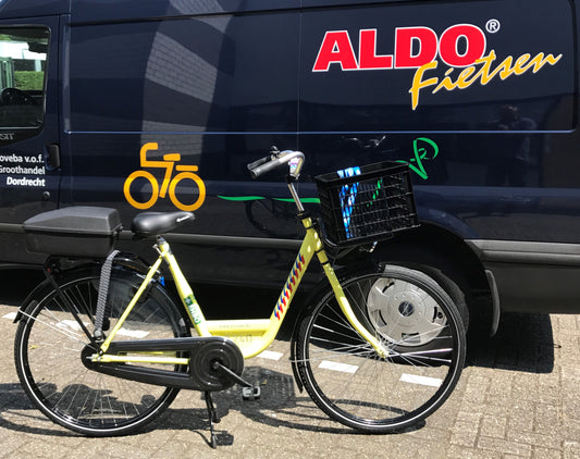 ALDO bedrijfsfiets 26" 50 cm. kleur: geel-Ambulance (+ Ursus Hopper dubb. + Shimano stuurslot) Alu uitvoering