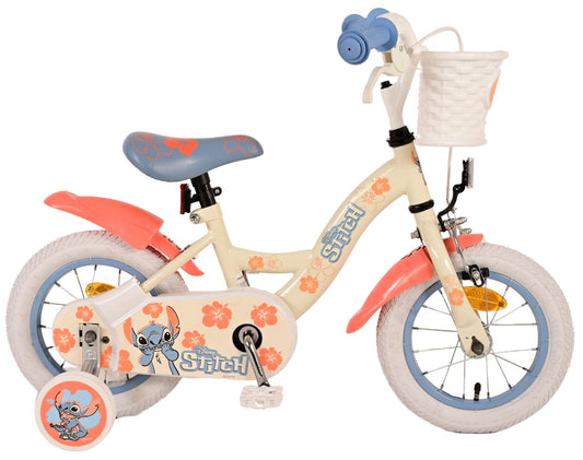 Disney Stitch kinderfiets 12" crème koraal blauw