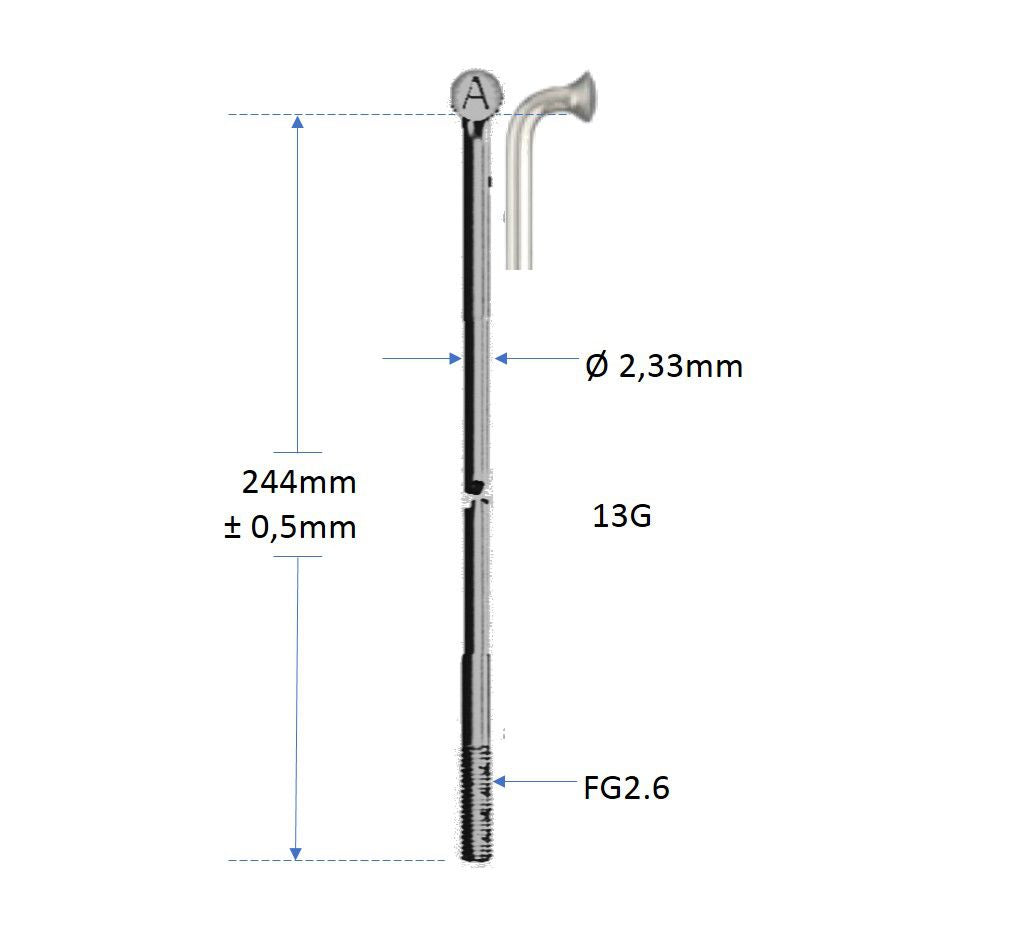 Alpina spaak 13x244 zwart RVS