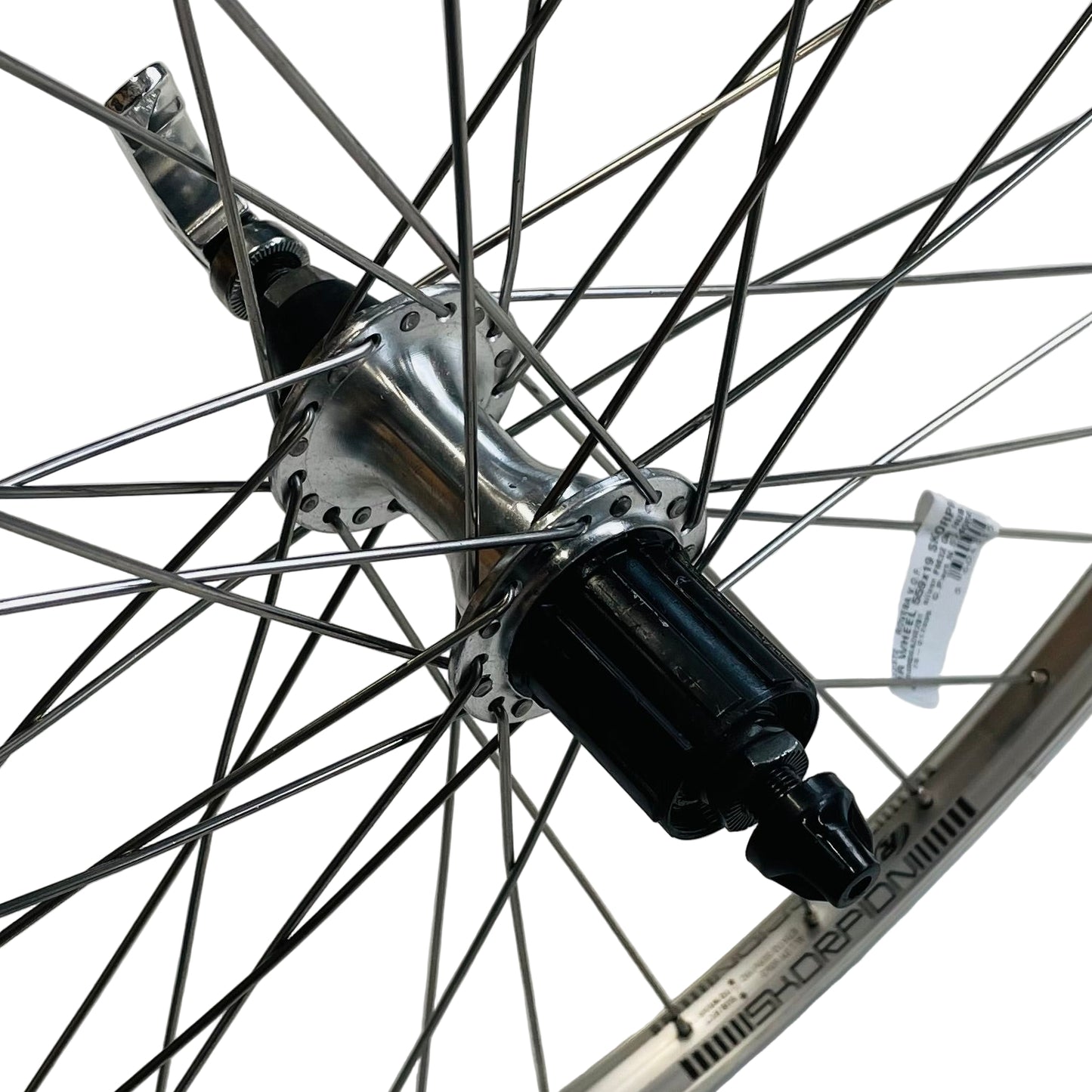 Achterwiel 26"- 559x19 Skorpion alu. zilver FM32 QR cassette 8/9 - sp.14 RVS