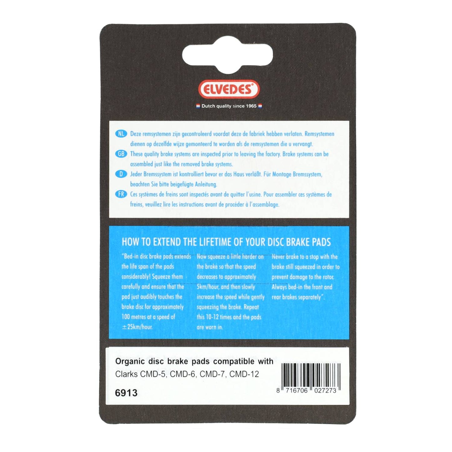 Elvedes 6913 disc brake pad kick scooter for Clarks CMD-5/6/12/12