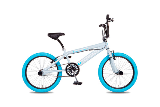 Freestyle BMX Luxe blauw grijs, blauwe banden