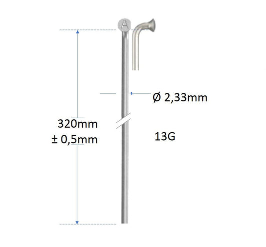 Roveba 'spaak-op-maat' Alpina spaak 13 rvs - per stuk