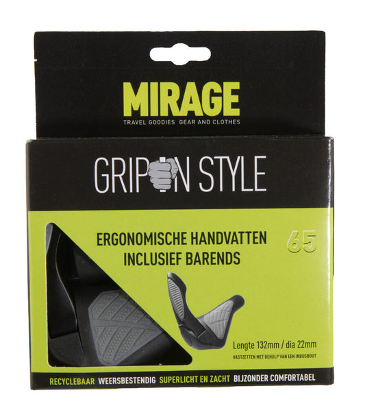 Mirage Grips in Style zwart/grijs #65 met barend 132 mm.
