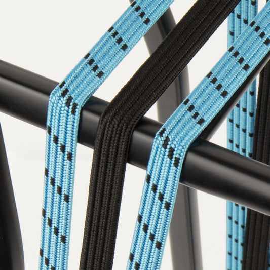 Widek Eye binder 1x12 mm. zwart, 2x12mm. babyblauw met zwarte stalen platen op kaart (54 cm.)