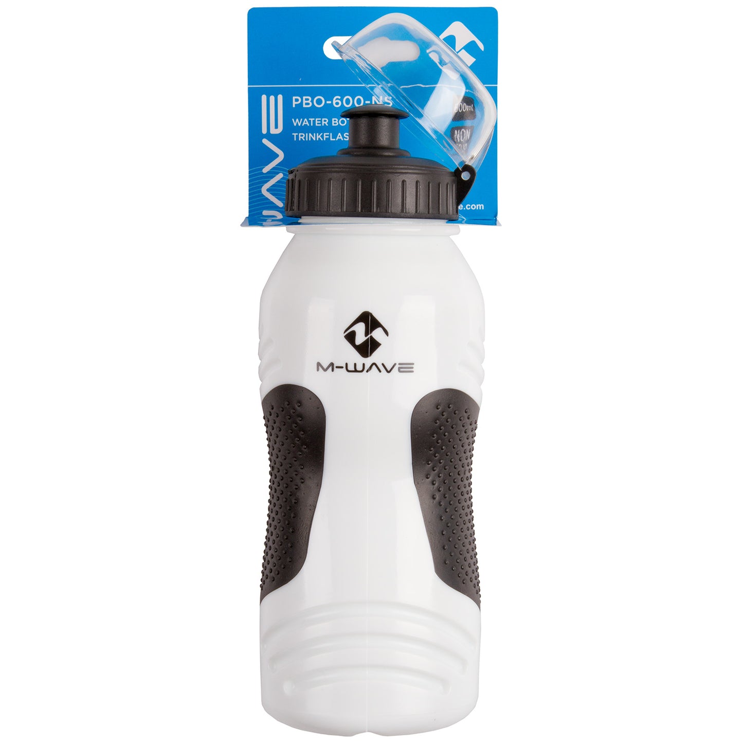 M-Wave bidon 550-600 cc. wit met anti-slip grip zwart