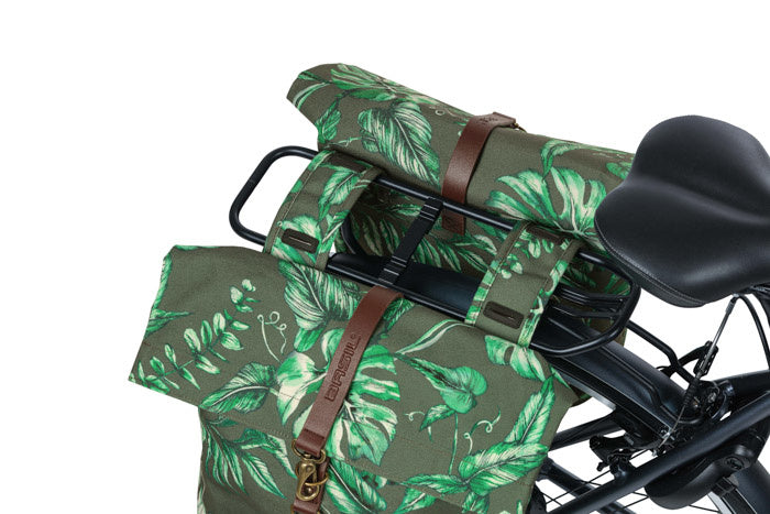 Basil 18083 Ever-Green dubbele fietstas 28-38L. thyme groen