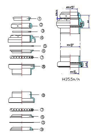 Tecora E balhoofdstel 1" semi geint. m/draad zwart Gazelle compat. 22.2-41.4-27.0