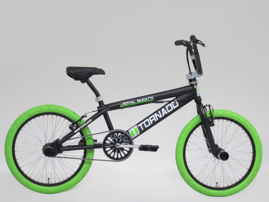 Freestyle BMX Luxe mat zwart, groene banden