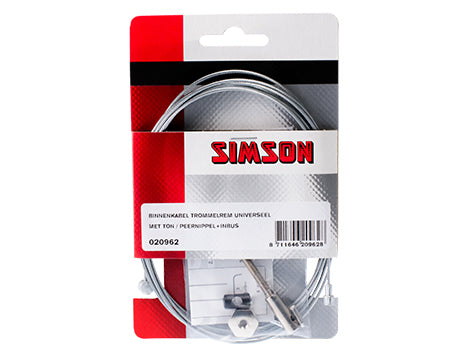 Simson 020962 binnenkabel trommelrem universeel met ton/peernippel + inbus gegalvaniseerd