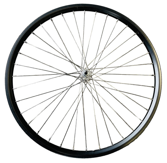 Voorwiel 26" - 559 Dynamic leenfiets zwart RVS spaken alu. voornaaf