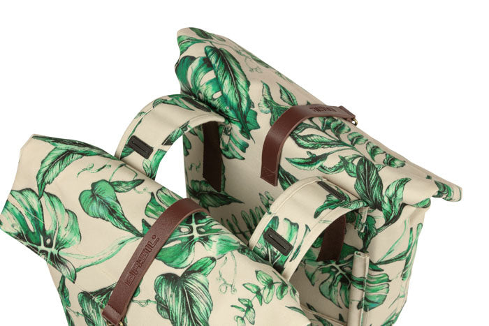 Basil 18082 Ever-Green dubbele fietstas 28-38L. sandshell beige