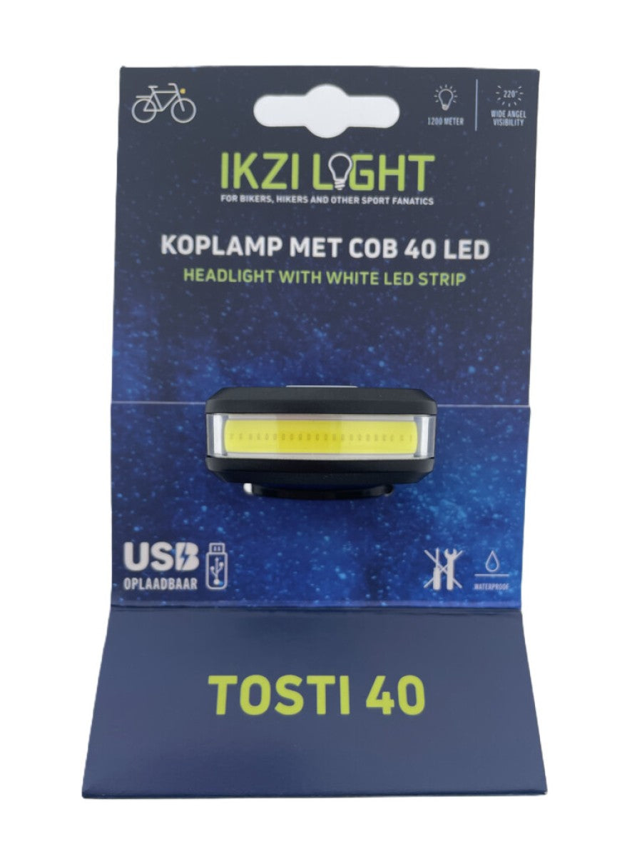 IkziLight koplamp Tosti 40 COB led USB-oplaadbaar