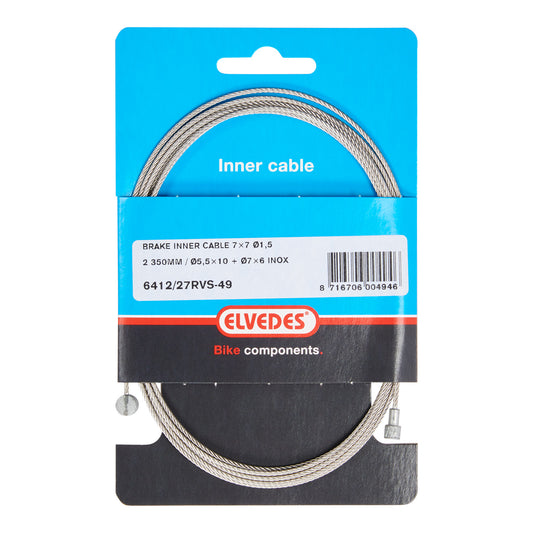 Elvedes 6412/27RVS-49 achterremkabel universeel 2 nippels RVS 49-draad