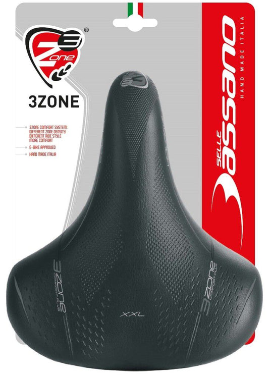 Selle Bassano zadel Volare Big City 3 Zone Comfort + elastomeer zwart (grote kaart)