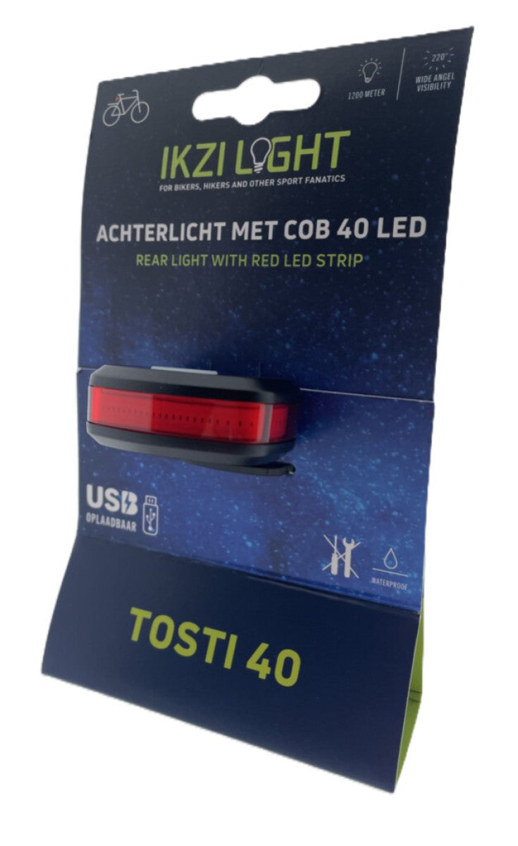 IkziLight achterlicht Tosti 40 COB led USB-oplaadbaar