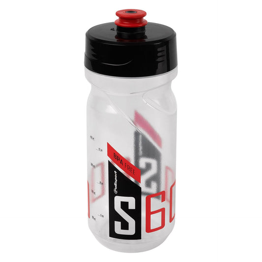 Polisport bidon 600 ml. transparant zwart/rood
