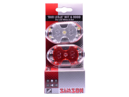 Simson 020757 batterij LED set voor en achter wit/rood incl. batterijen