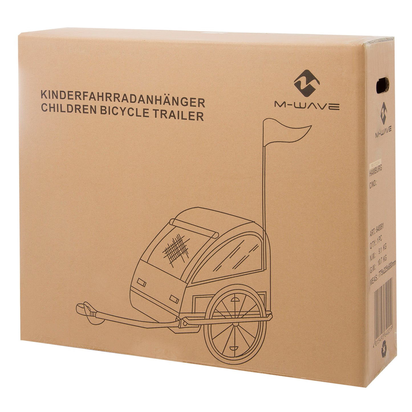 M-Wave kinder- bagage- fietskar 20" geel alu. 60kg. lxbxh 75x60x58 (zithoogte)