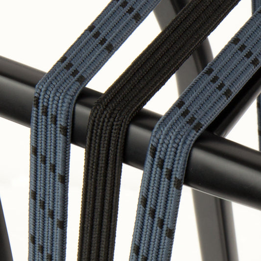 Widek Eye binder 1x12 mm. zwart, 2x12mm. blauwgrijs met zwarte stalen platen op kaart (54 cm.)