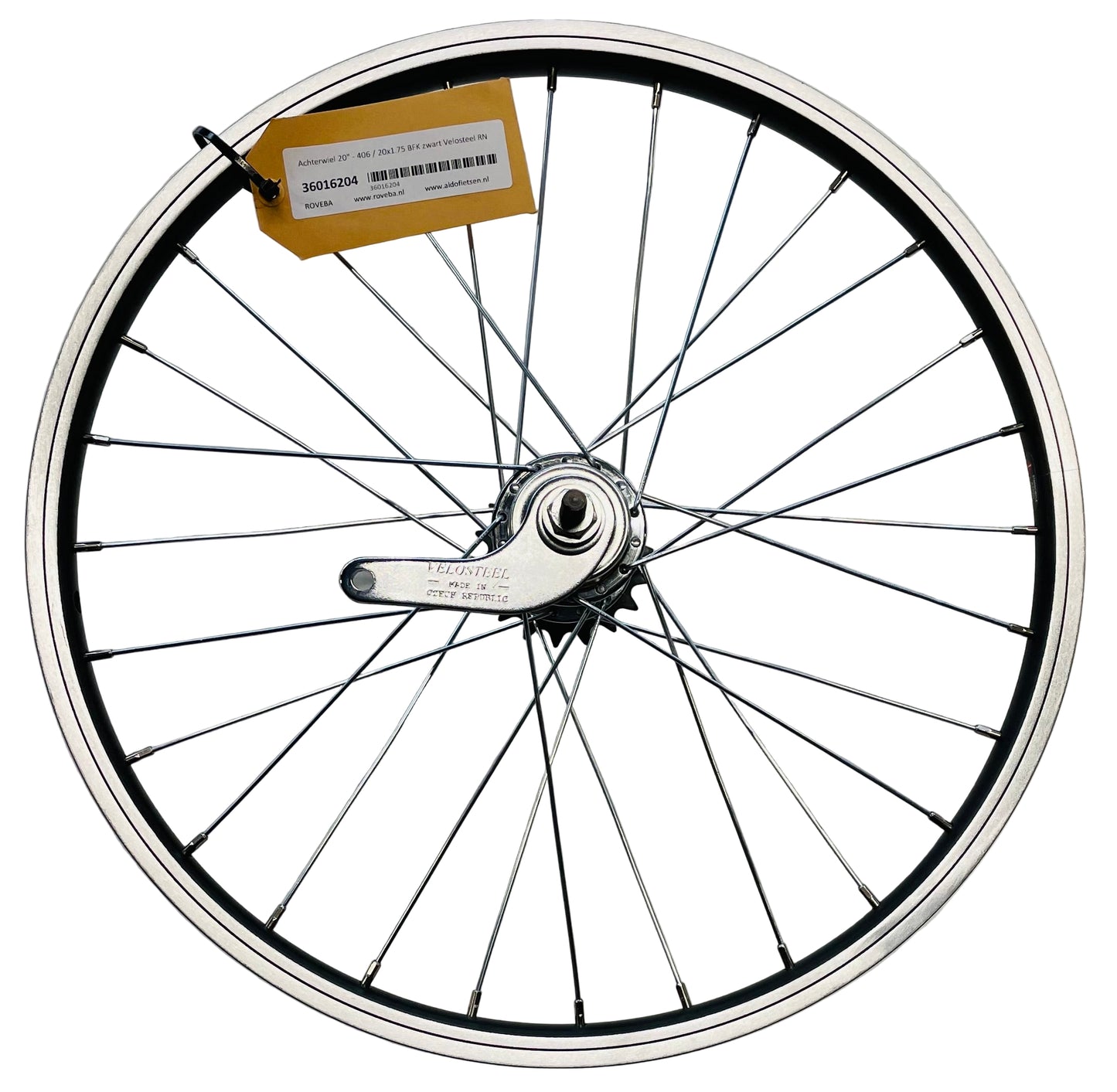 Achterwiel 20" - 406 / 20x1.75 BFK zwart Velosteel RN
