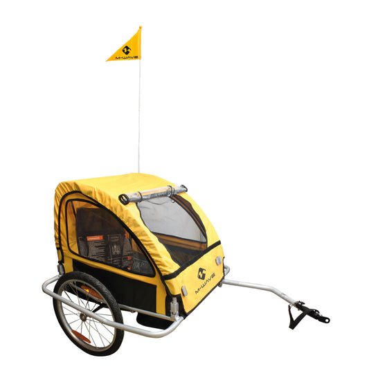 M-Wave kinder- bagage- fietskar 20" geel alu. 60kg. lxbxh 75x60x58 (zithoogte)