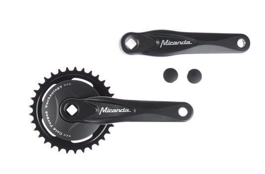 Miranda crankstel 33T. Alfa 1 3/32"+ disk 9,2 cm. zwart