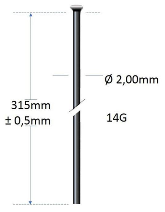 Roveba 'spaak-op-maat' Alpina spaak 14 rvs zwart met rechte kop - per stuk