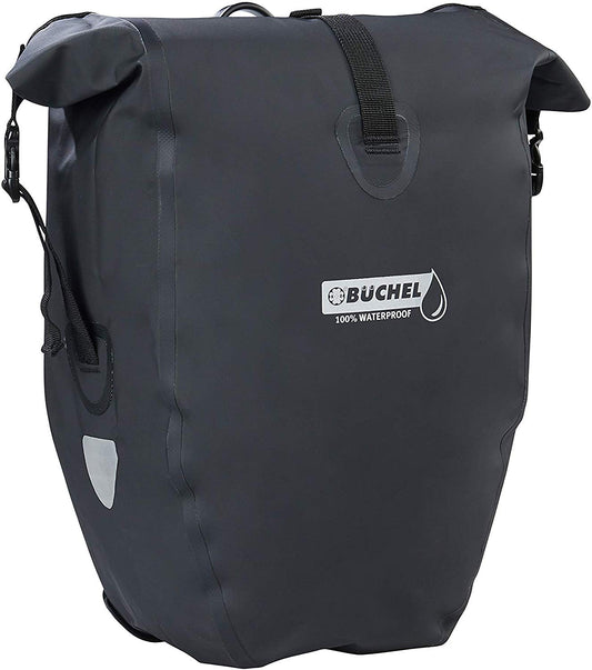 Büchel tas voor bagagedrager zwart 100% waterdicht met schouderband