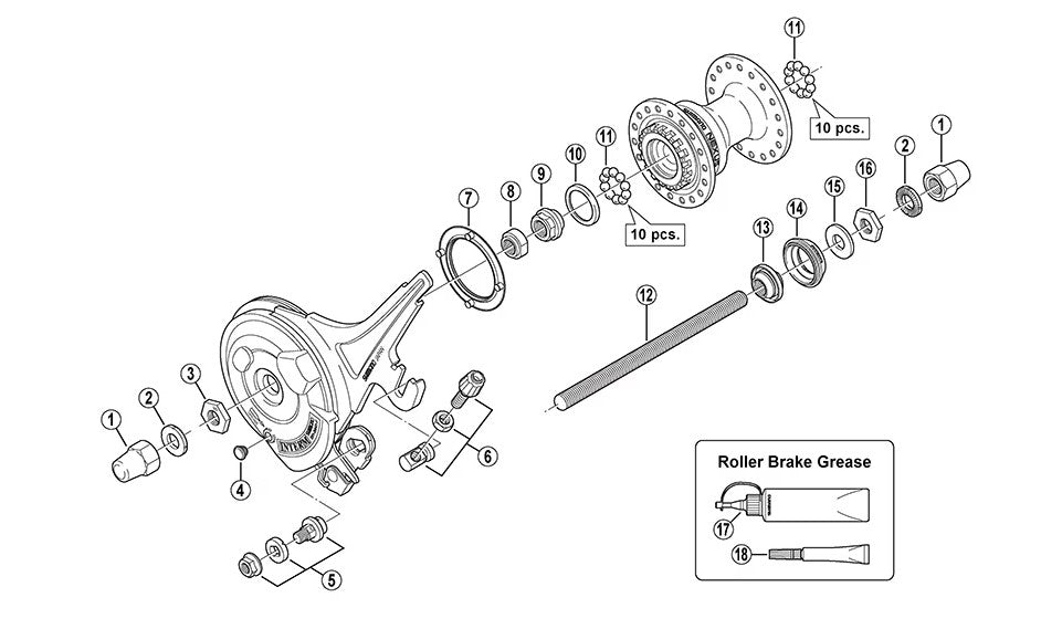 Shimano Y22V06000 stofkap links HB-NX50