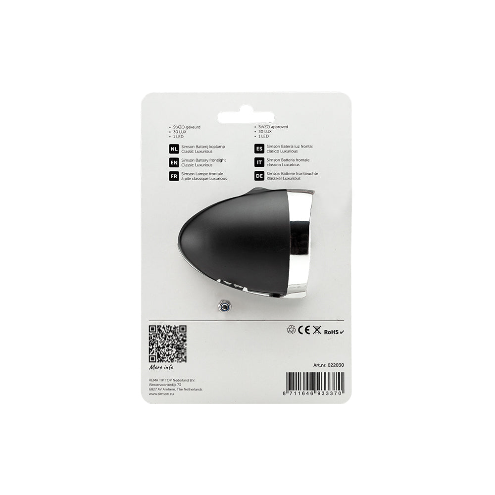 Simson 022030 batterij koplamp Classic 'Luxurious' zwart