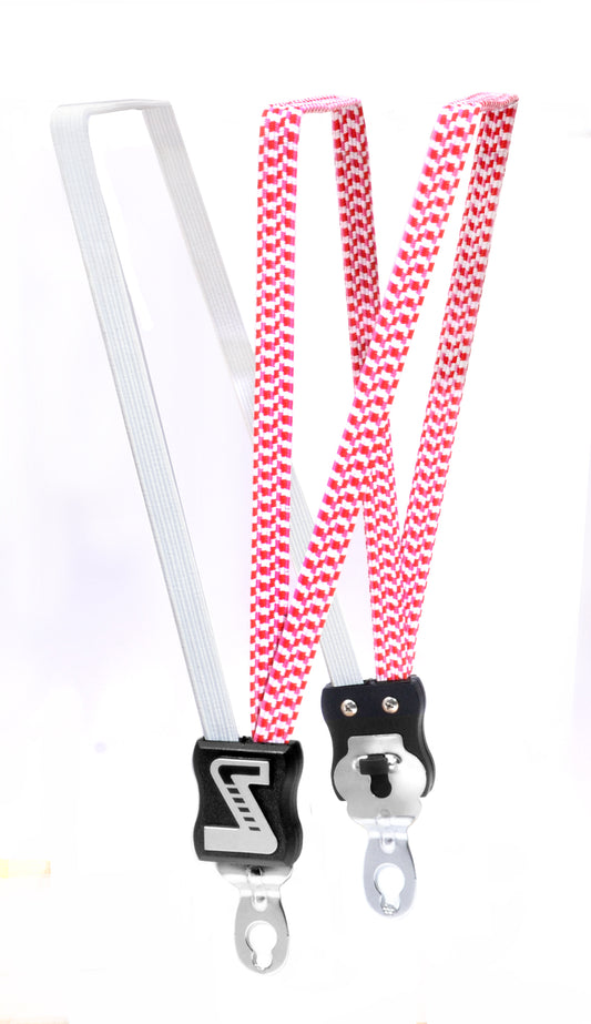 Simson 021366 snelbinder wit-roze, extra kort 49 cm., 3 binder, univ. asplaat, v.a. 20" *