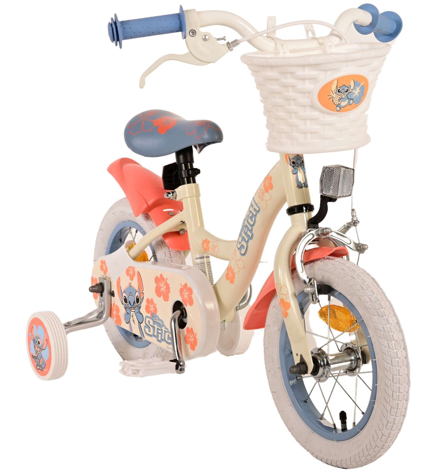 Disney Stitch kinderfiets 12" crème koraal blauw