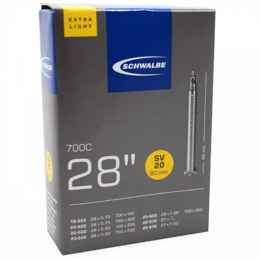 Schwalbe Bib. SV 20 - 80 mm. extra light / 18/23-622/630 / 700x18/23C ca. 64 gr. - 10426383