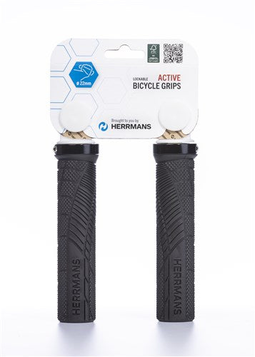 Herrmans handvat Grip Shark lock DD38B L+R 130 mm. zwart-zwart incl. zwarte lockrings