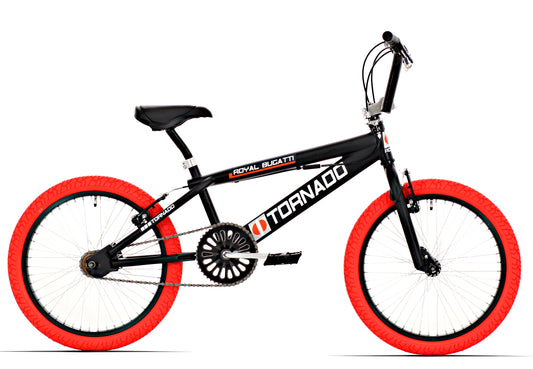 Freestyle BMX Luxe mat zwart, rode banden