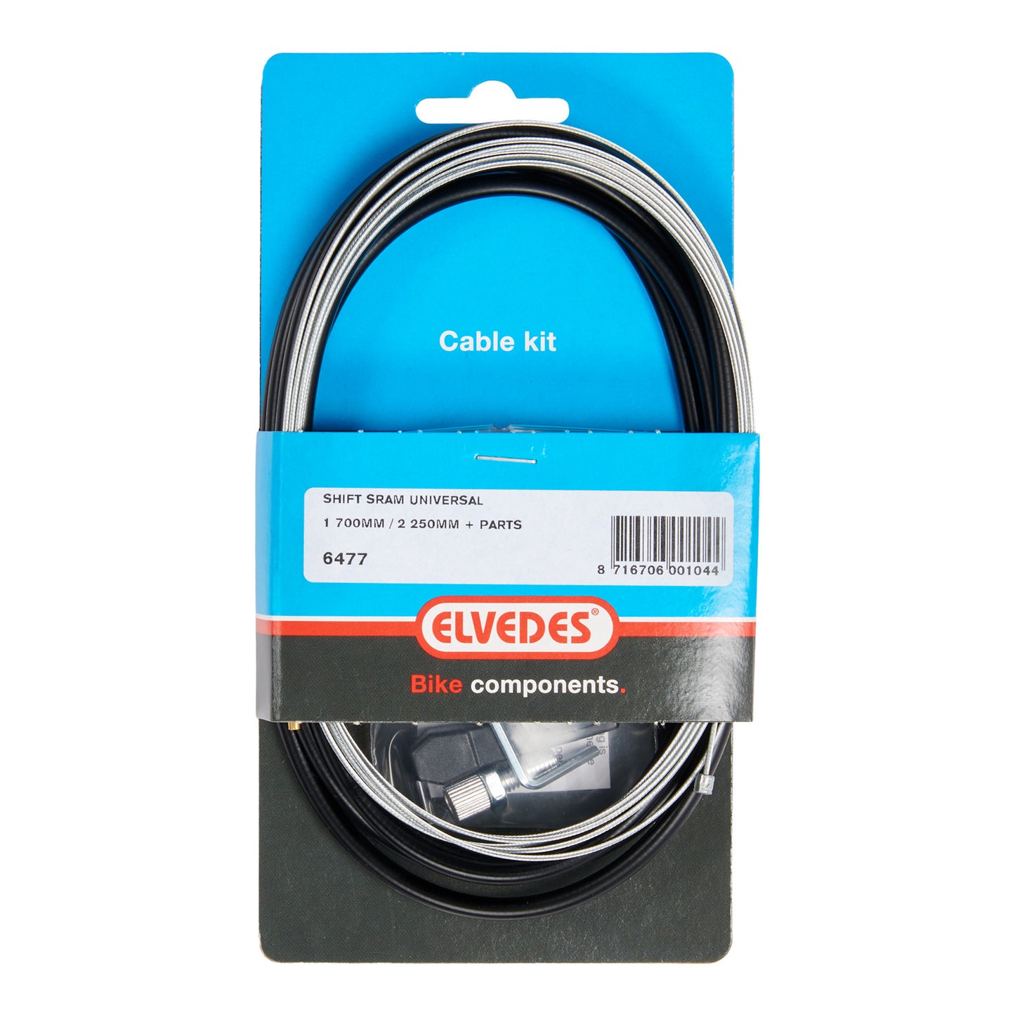 Elvedes 6477 univ. versn. kabel F & S 2 nippels zwart