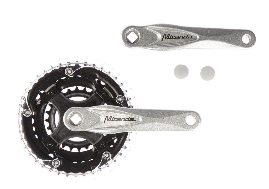 Miranda crankstel triple 42/34/24T. 5 mm. Alfa 3 alu. zilver