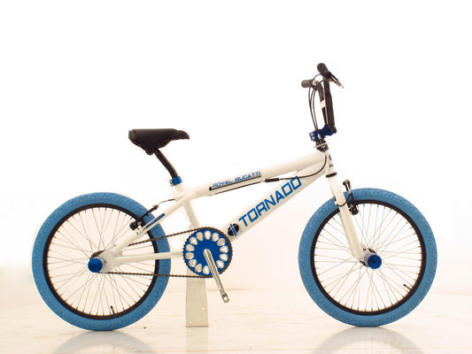 Freestyle BMX Luxe wit, blauwe banden