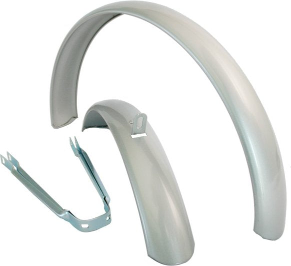 Spatbord set ATB met stangen cpl. zilver 16"