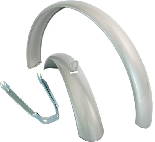 Spatbord set ATB met stangen cpl. zilver 16"