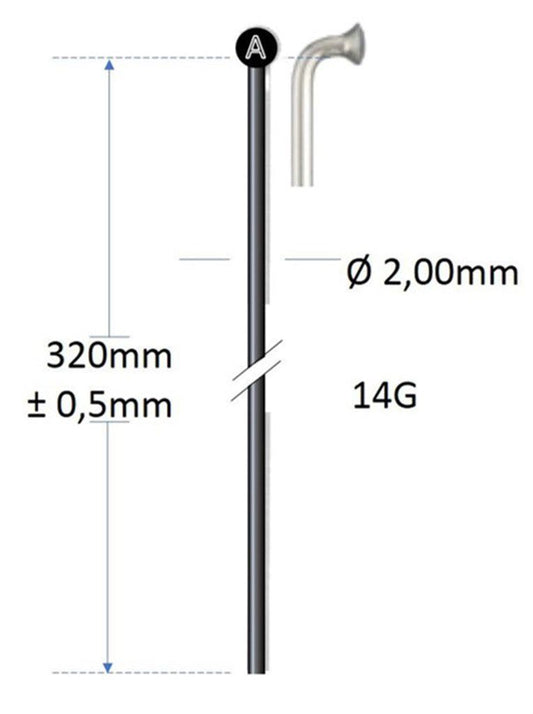 Roveba 'spaak-op-maat' Alpina spaak 14 rvs zwart - per stuk