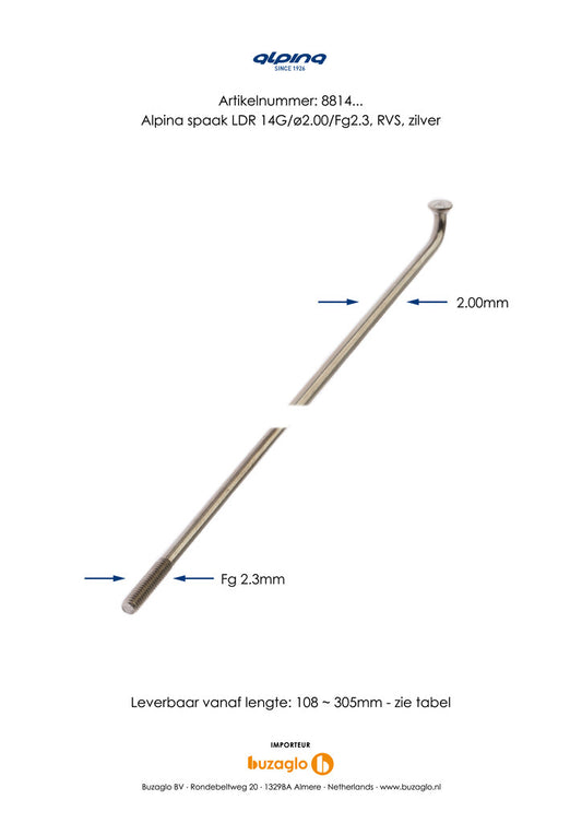Alpina spaak 14x286 RVS