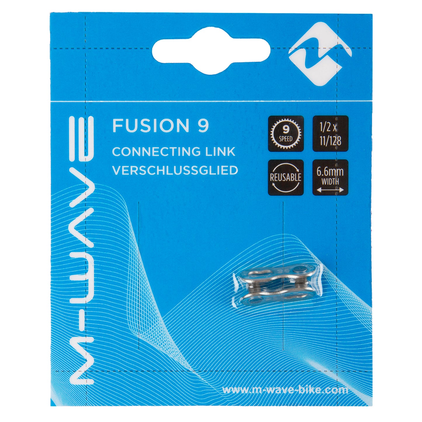 M-Wave sluitschakel 9V. 1/2x11/128 - 6.6 mm. zilver