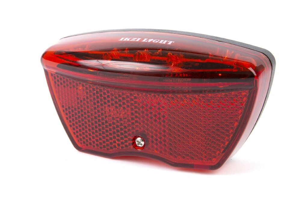 IkziLight achterlicht op drager reflectie E4 en 8 cm. fit 5 Tech LED rood - kaart