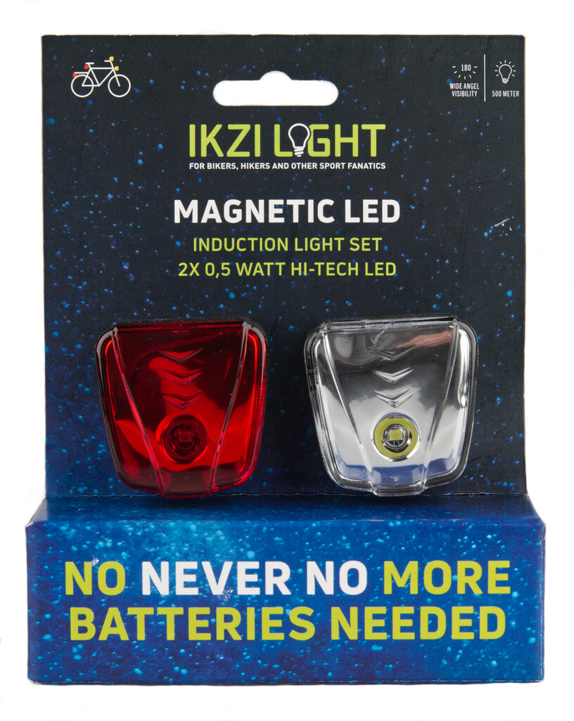 IkziLight verlichtingsset Magnetic LED 1 witte en 1 rode LED ½W brackets wit|rood
