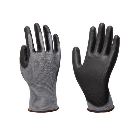 Nylon handschoen polyester PU gecoat zwart L