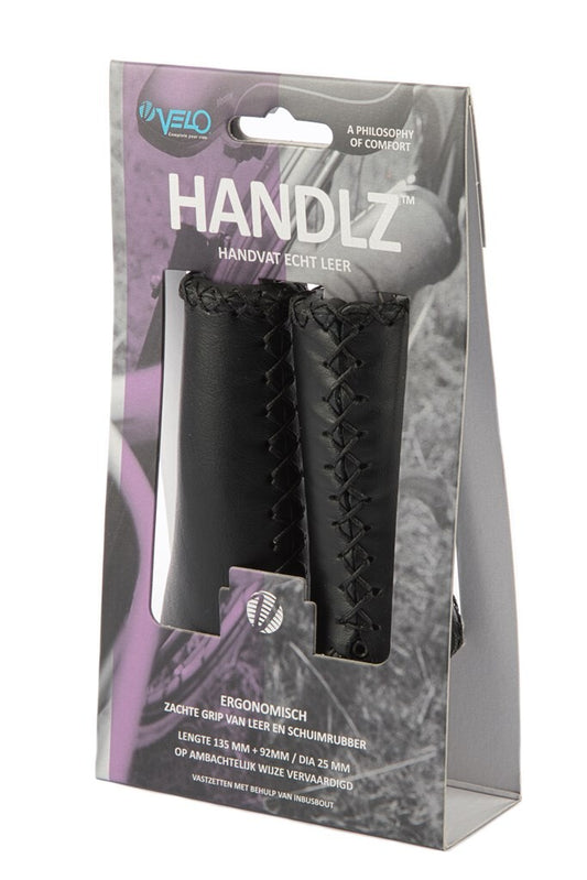 Velo handvatten VLG-649D2 leer met ergo grip 135/92 mm zwart